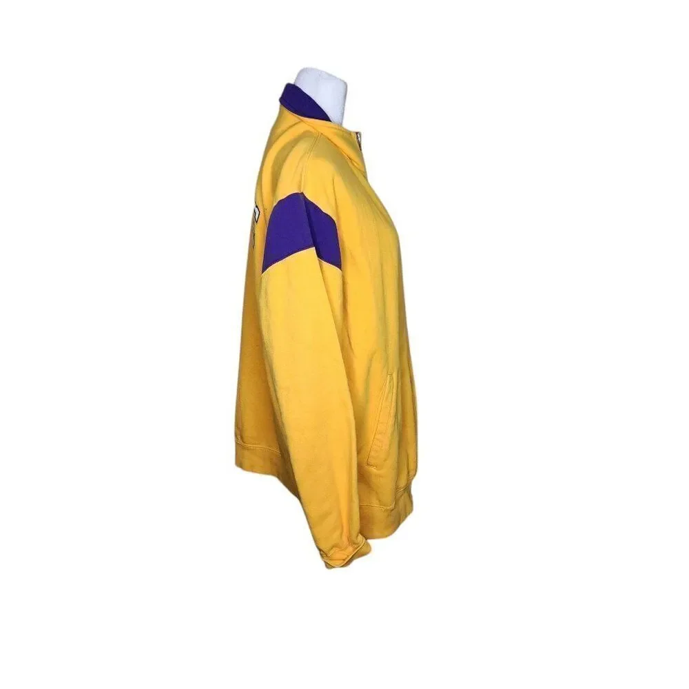 NBA LA Lakers Full Zip Basketball Track Jacket Mens Size L Yellow